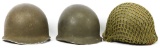 WWII US ARMY M1 COMBAT HELMET FIXED BALE LOT OF 3
