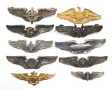 WWII US ARMY AIR FORCE PILOT WINGS MIXED LOT OF 10