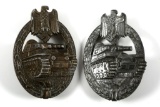 WWII GERMAN ARMY TANK ASSAULT BADGE LOT OF 2