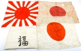 WWII JAPANESE FLAG MIXED LOT OF 4