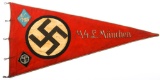 WWII GERMAN NSKK MUNICH DIVISION LARGE PENNANT