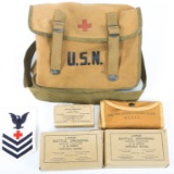 WWII US NAVY CORPSMAN FIELD MEDIC BAG WITH CONTENT