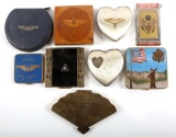 WWII MILITARY MAKEUP COMPACT SWEATHEART LOT OF 9