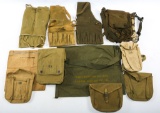 WWII US ARMY FIELD POUCH & BAG MIXED LOT OF 11