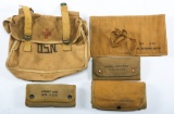 WWII US NAVY MEDIC POCKET CASE & FIELD BAG LOT