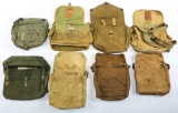 WWII WORLD MILITARY GAS MASK CARRYING BAG LOT OF 8