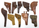 WWI & WWII WORLD MILITARY PISTOL HOLSTER LOT OF 10