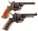 BELGIUM SMALL FRAME PINFIRE REVOLVER LOT OF 2