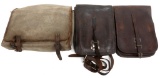 WWI GERMAN ARMY LEATHER MAP CASE & BAG LOT OF 3
