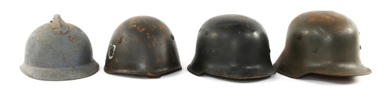 WWII MIXED WORLD HELMET LOT OF 4
