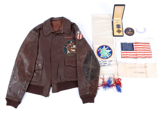 WWII 308th BG NAMED A2 FLIGHT JACKET GROUPING