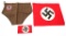 WWII GERMAN NSDAP FLAG, ARMBAND & RAD SHORTS LOT