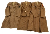 WWII US ARMY ENLISTED MAN WOOL OVERCOAT LOT OF 3