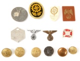 WWII GERMAN TINNIES & PIN LOT