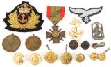 WWII WORLD MILITARY INSIGNIA MEDAL & BUTTON LOT