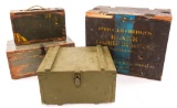 WWI - WWII US WOOD AMMO CASE AND CRATE LOT OF 4