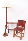 WWII WORLD MILITARY CHAIR & RIFLE LAMP LOT