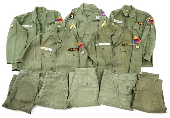 VIETNAM WAR US ARMY OG107 SATEEN SHIRT & PANTS LOT