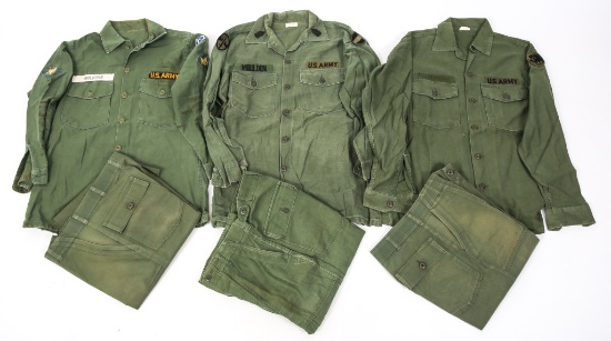 VIETNAM WAR US ARMY OG107 UTILITY UNIFORM LOT OF 6