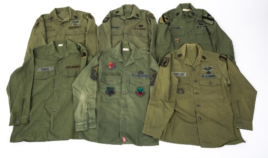 US ARMY OG107 SATEEN UTILITY SHIRT LOT OF 6
