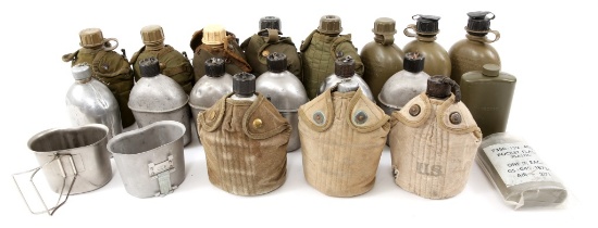 WWI - VIETNAM WAR US ARMY CANTEEN MIXED LOT OF 18