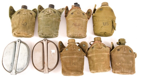 VIETNAM WAR CANTEEN AND MESS KIT LOT OF 9