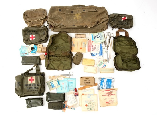 USAF AIRPLANE FIRST AID KIT LOT OF 7