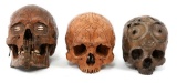 DAYAK CARVED TROPHY SKULL MODEL LOT OF 3