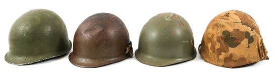 KOREA - VIETNAM WAR US ARMY M1 COMBAT HELMET LOT 4