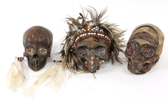 ASMAT TROPHY SKULL MODEL LOT OF 3