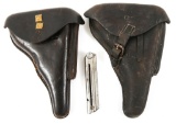 WWII GERMAN P08 LUGER LEATHER HOLSTER LOT OF 2
