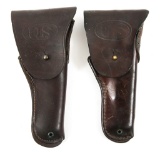 WWII US ARMY COLT 45 LEATHER HOLSTER LOT OF 2