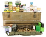 WOODEN AMMO CHEST OF 1000+ ROUNDS MIXED AMMO