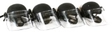 PROTECTIVE RIOT GEAR HELMETS WITH VISOR LOT OF 4