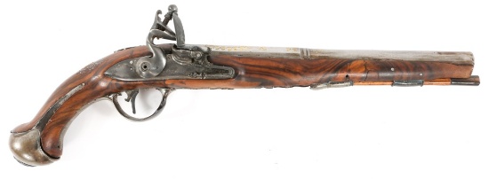 BRITISH .50 CAL GOLD INLAID FLINTLOCK PISTOL