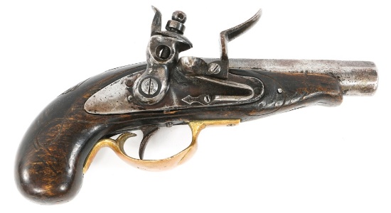 UNMARKED .40 CAL FLINTLOCK POCKET PISTOL