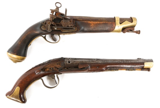 SPANISH & MIDDLE EASTERN FLINTLOCK PISTOL LOT OF 2