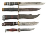 WWII THEATER MADE U.S. FIGHTING KNIVES LOT OF 5