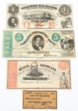 1857 ANTIQUE AND CIVIL WAR CURRENCY - LOT OF 4