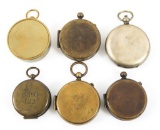 VINTAGE BRASS & METAL POCKET COMPASS LOT OF 6