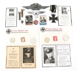WWI - WWII GERMAN MEDAL, INSIGNIA, PAPERS LOT