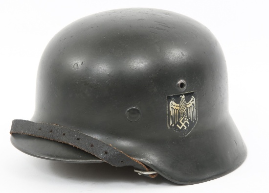 WWII GERMAN M35 COMBAT HELMET BY QUIST WITH LINER