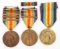 WWI US ARMY AEF VICTORY MEDAL WITH CLASPS LOT OF 3