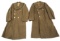 WWII US ARMY ENLISTED MAN WINTER OVERCOAT LOT OF 2