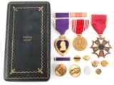 WWII US ARMY PURPLE HEART & MEDALS LOT