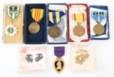 WWII TO VIETNAM US NAMED PURPLE HEART & MEDALS LOT