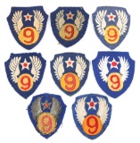 WWII USAAF 9TH AIR FORCE SHOULDER PATCHES LOT OF 8