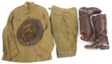 WWI US ARMY OFFICER NAMED UNIFORM WITH HAT & BOOTS