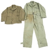 WWII US ARMY HBT SHIRT & COVERALLS LOT