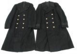 WWII US NAVAL OFFICER DRESS BLUE OVERCOAT LOT OF 2